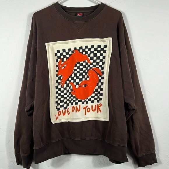 🔥🔥 Vintage NIKE x Harry Styles Official Love On Tour Brown Crewneck Sweatshirt - Picture 1 of 8